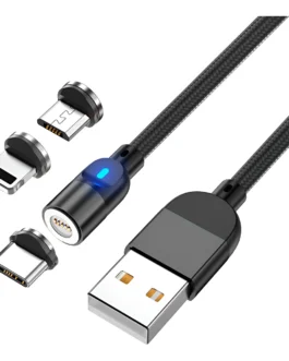Cable Usb Magnetico 3 En 1 Carga Rapida Alta Calidad Color Negro